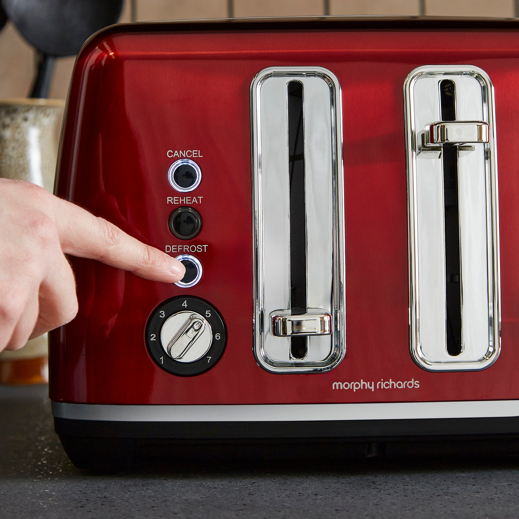 Checkers Toaster Red 4-Slice Toaster with Accents by Morphy Richards UK