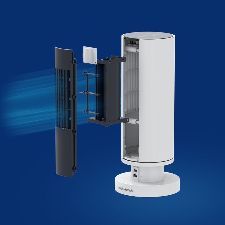 Air Flex 14" Tower Fan with Built-In Device Charger - Grey