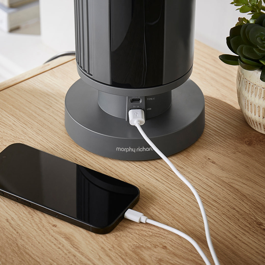 Air Flex 14" Tower Fan with Built-In Device Charger - Grey