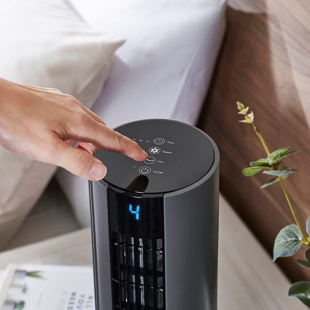 Air Flex 14" Tower Fan with Built-In Device Charger - Grey