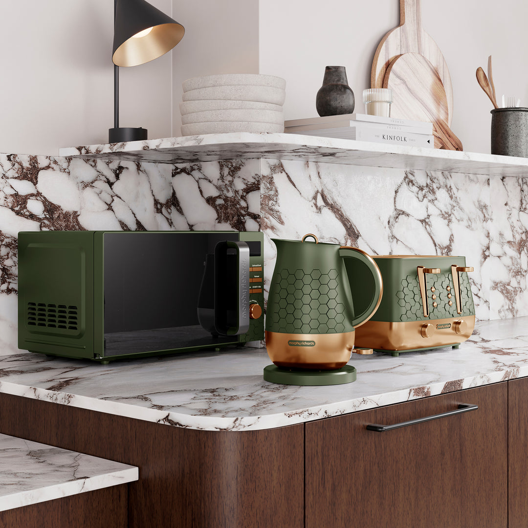 Cassini Green Microwave, Kettle, Toaster and Toaster Set - Olivine