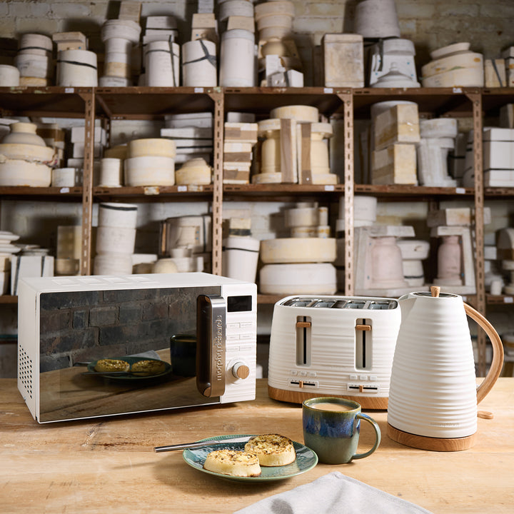 White China Clay Kettle, Toaster and Microwave Set
