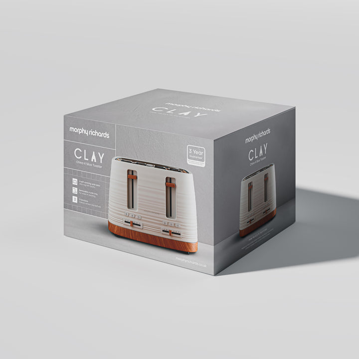 Clay 4 Slice White Toaster - China Clay