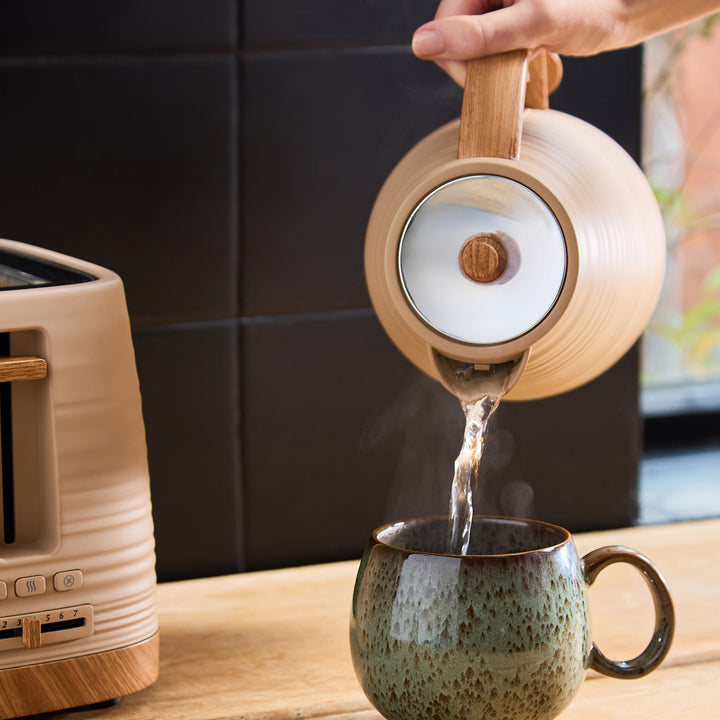 Brown Felspar Clay Kettle, Toaster and Microwave Set