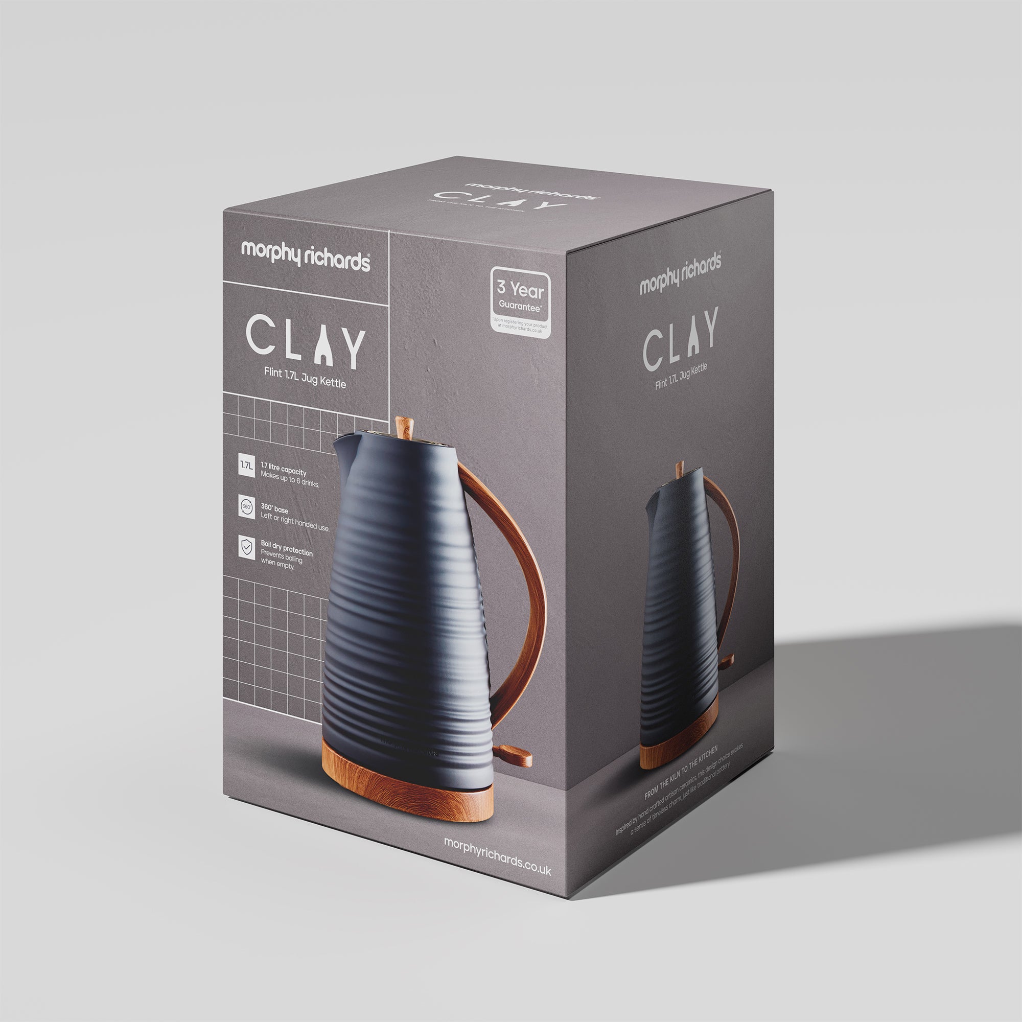 Flint Grey 1.7L Clay Jug Kettle by Morphy Richards UK