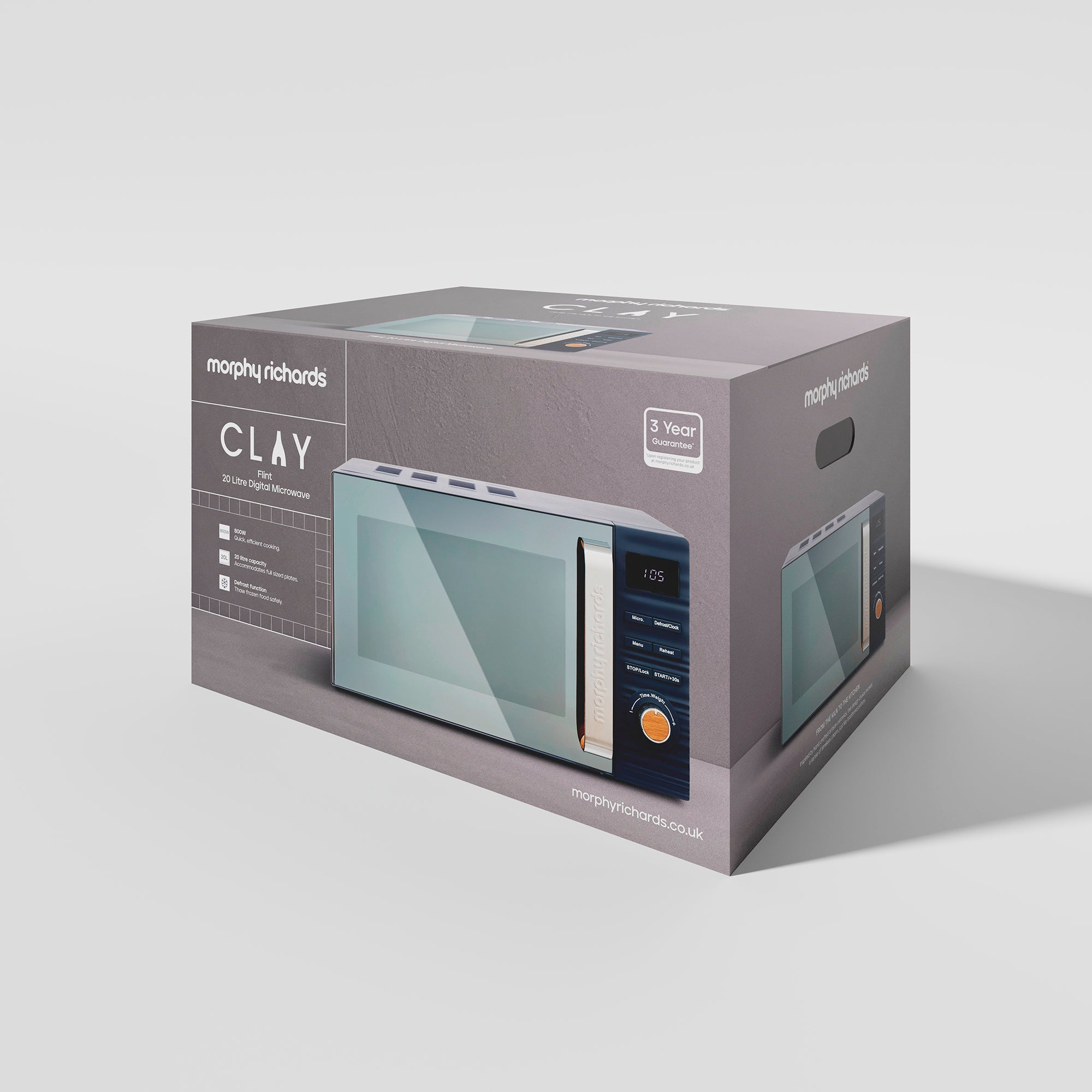 Flint Grey 20L 800W Digital Microwave by Morphy Richards UK