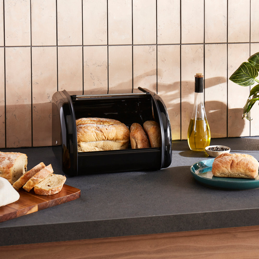 Equip Compact Roll Front Black Bread Bin
