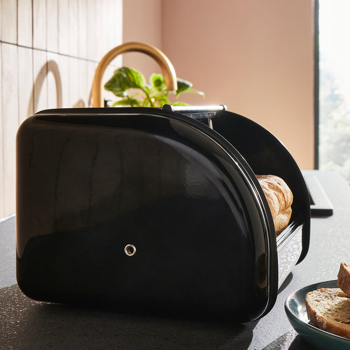 Equip Compact Roll Front Black Bread Bin