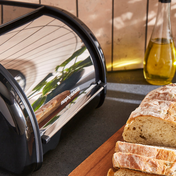 Equip Compact Roll Front Black Bread Bin