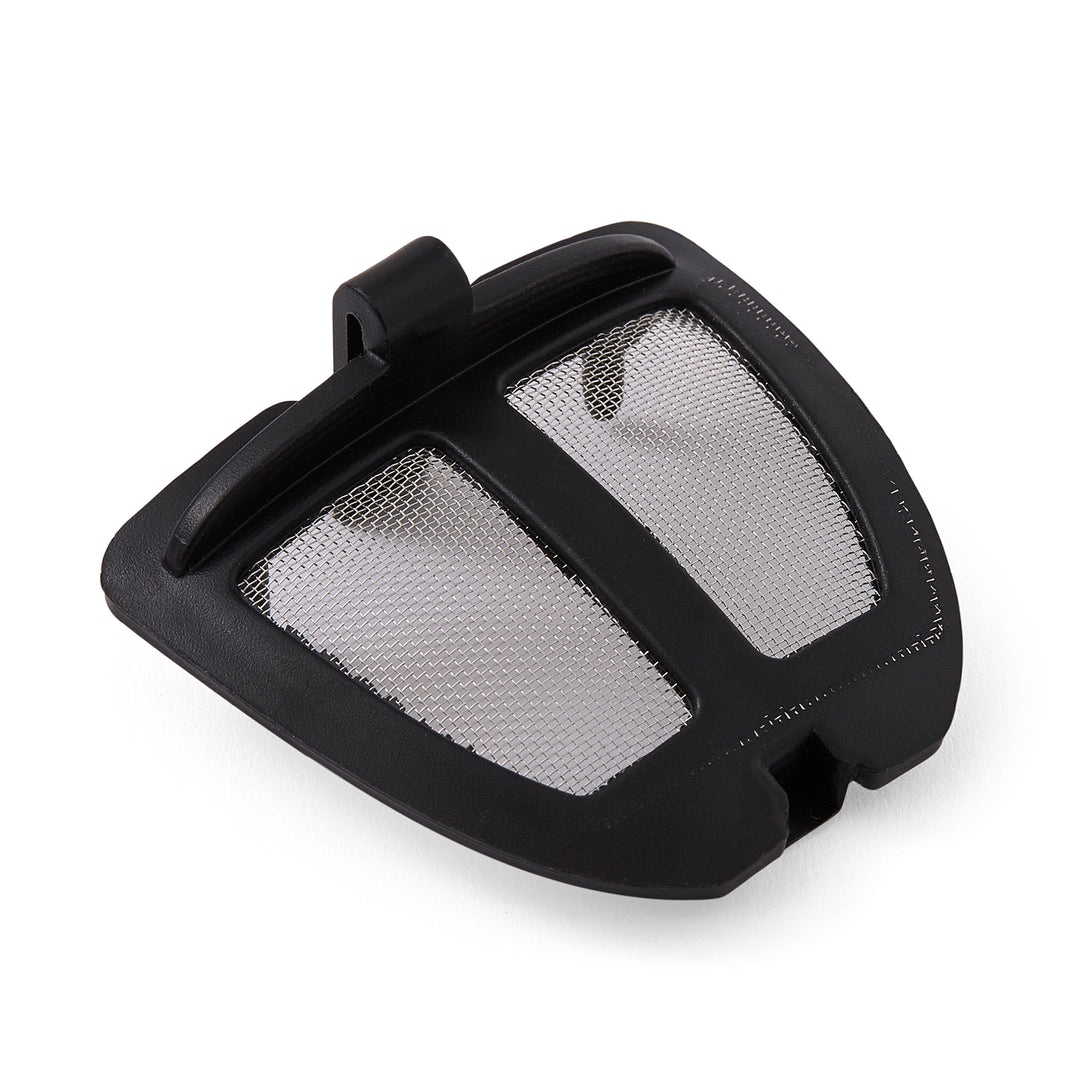 Black mesh filter on a white background