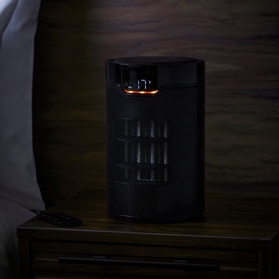 HeatFlux 1.5kw Bedside Ceramic Fan Heater with Remote Control - Black