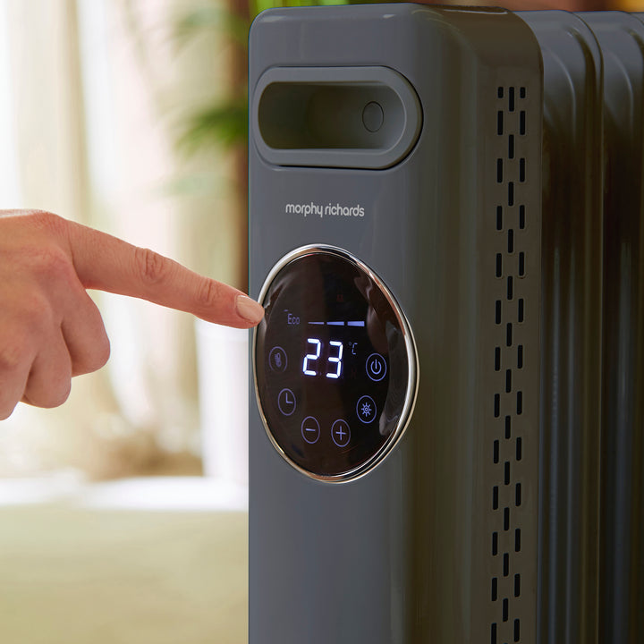 HeatFlux 1.5kw Digital Oil Filled Radiator with Remote Control - Grey