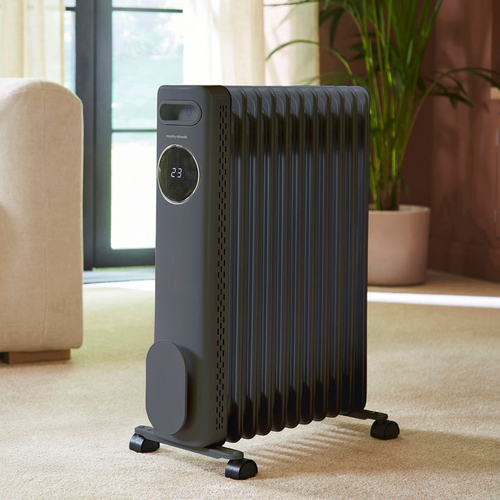 HeatFlux 2.5kw Digital Oil Filled Radiator with Remote Control - Grey
