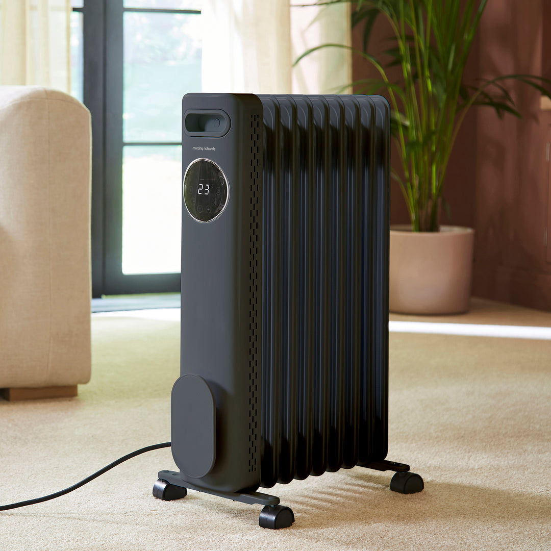 HeatFlux 2kw Digital Oil Filled Radiator with Remote Control - Grey