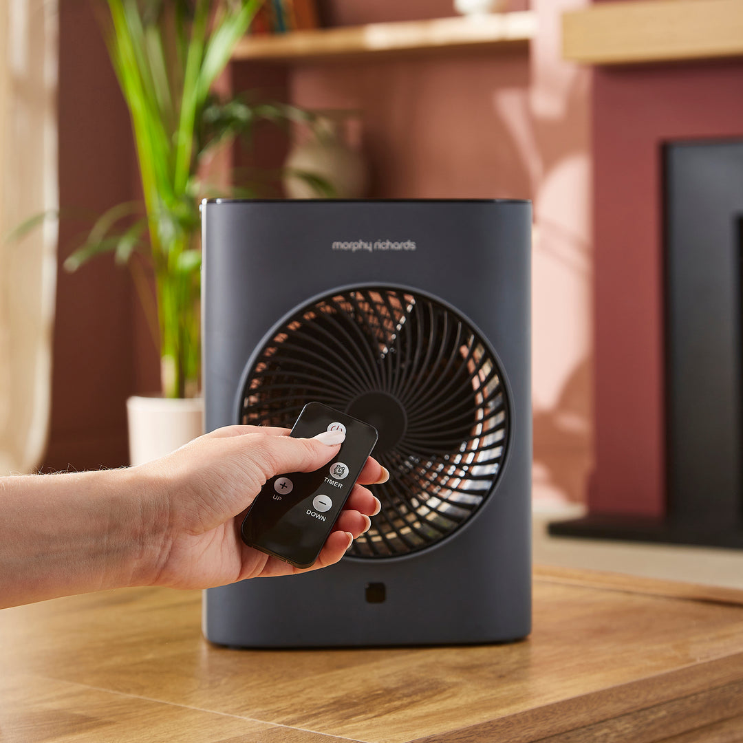 HeatFlux 2kw Upright Fan Heater with Remote Control - Grey
