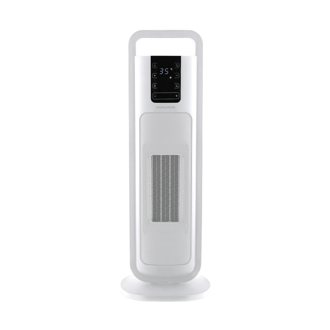 HeatFlux Ultra Thin 2kw Ceramic Tower Fan Heater with Remote Control - White