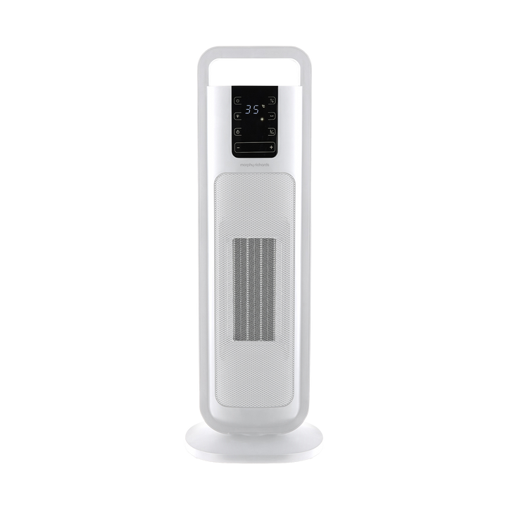 HeatFlux Ultra Thin 2kw Ceramic Tower Fan Heater with Remote Control - White