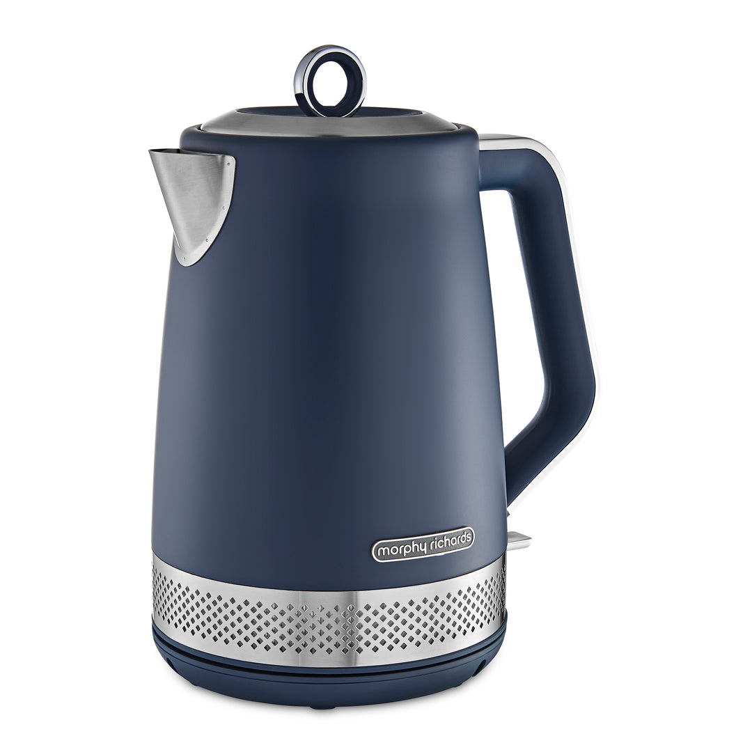 blue kettle on white background