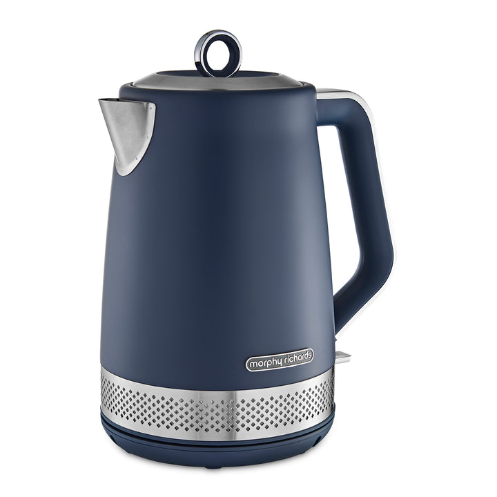 blue kettle on white background