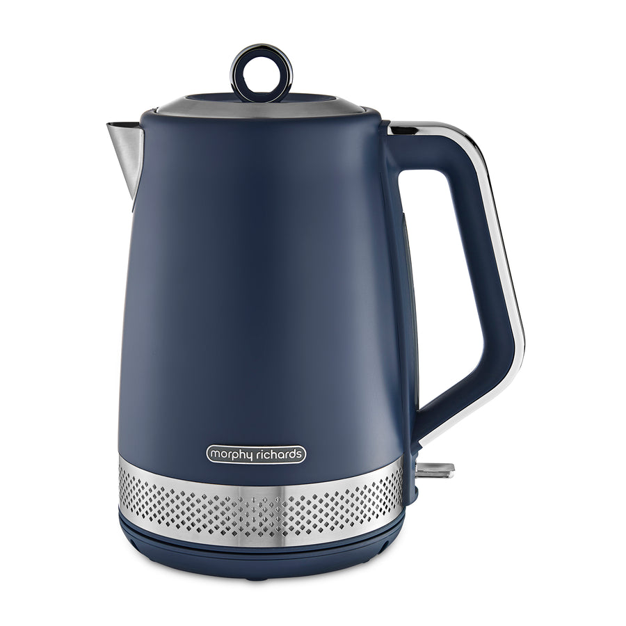 blue kettle on white background