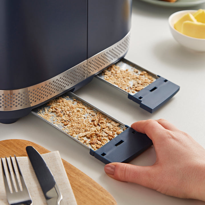 crumb tray pulled out of the 4 slice toaster