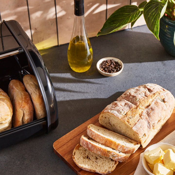 Equip Large Roll Front Black Bread Bin