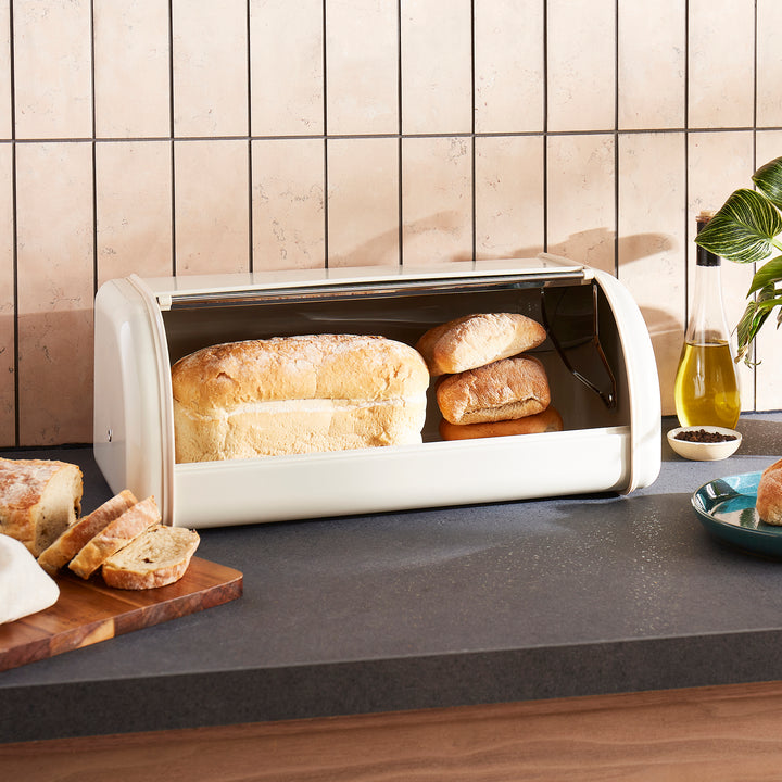 Equip Cream Large Storage Canisters and Large Roll Front Bread Bin