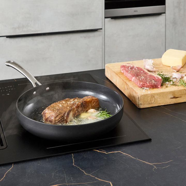 30cm Aluminium Non-Stick Frying Pan on an induction hob