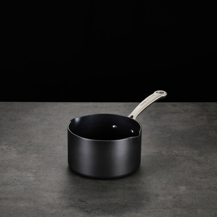 Saucepan on granite countertop 