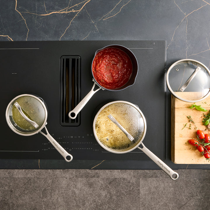 3 Piece Aluminium Non-Stick Pan Set on the induction hob 