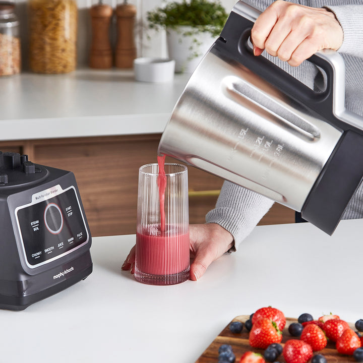 Smoothie being poured into glass 