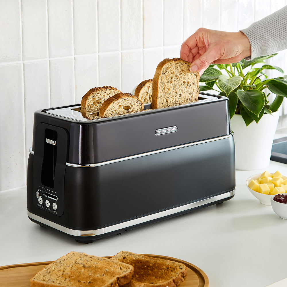 Black Morphy Richards toaster in kitchen scene