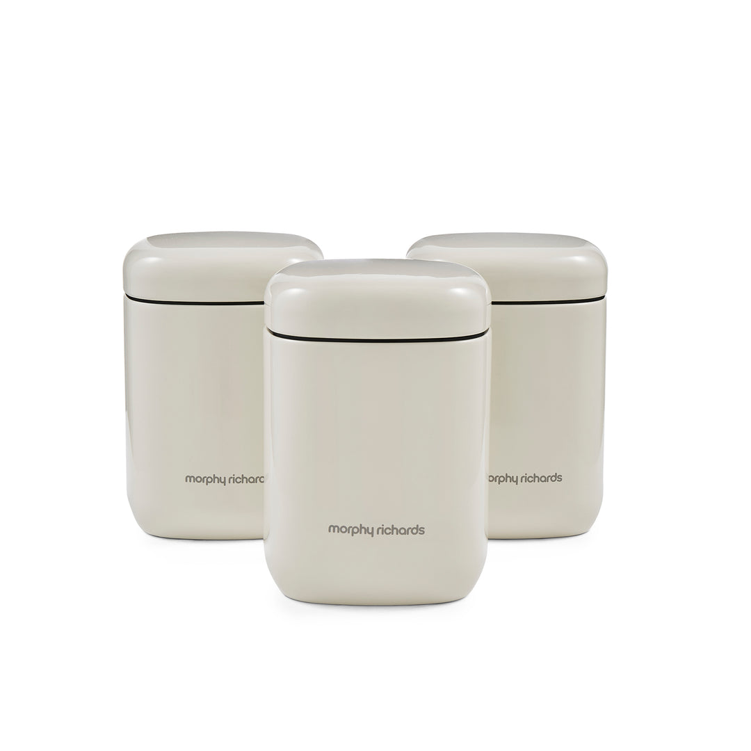 Equip Cream 3 Storage Canisters and Compact Roll Front Bread Bin