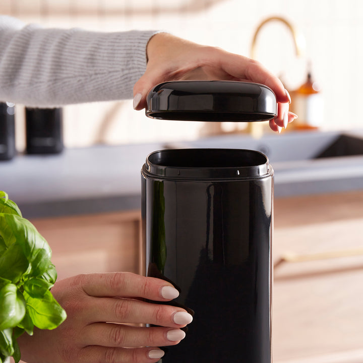 Equip Black Large Storage Canisters and Large Roll Front Bread Bin