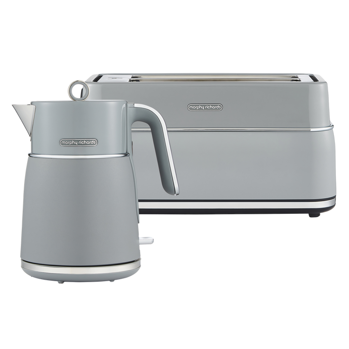 Grey kettle and toaster set