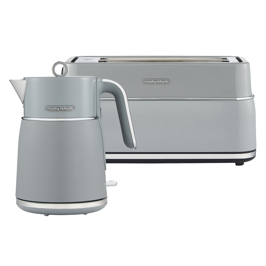 Grey kettle and toaster set