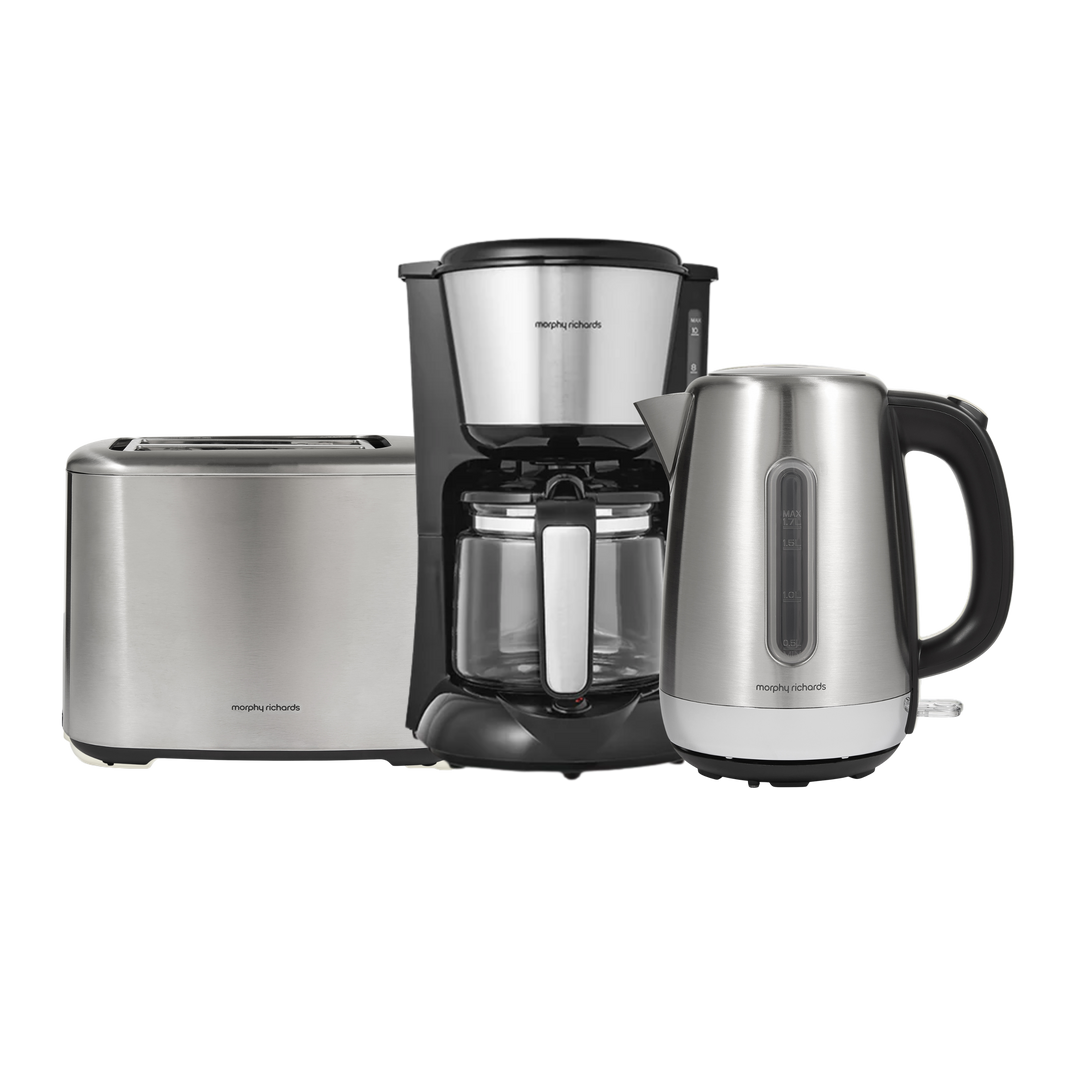 Equip Silver Kettle, Toaster & Filter Coffee Machine Set